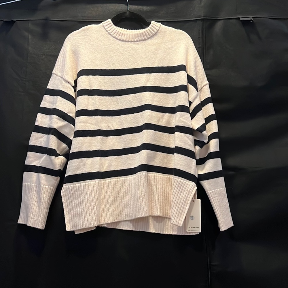 Striped sweater - beige and black
